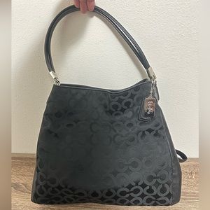 Coach Madison Phoebe OP Art Signature Black Shoulder Bag